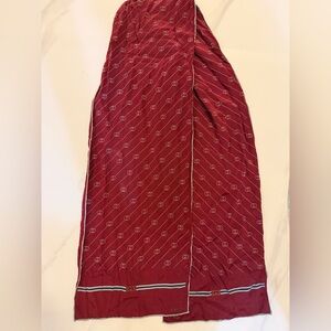 Gucci Burgundy Logo Silk Scarf